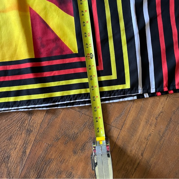 Wmns mumu Kalftan long satin like black/yellowl/red v neck cap sleeve one size - Picture 5 of 9